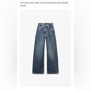 ZARA Hight Rise Wide Leg Crossover Waistband Jeans